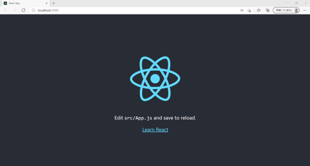 React App 
(j) localhost 
:3000 
Edit src/App.js and save to reload. 
Learn React 